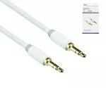 Cable de audio jack estéreo de 3,5 mm de clavija a clavija, longitud 0,50 m Gama Monaco en blanco, caja DINIC